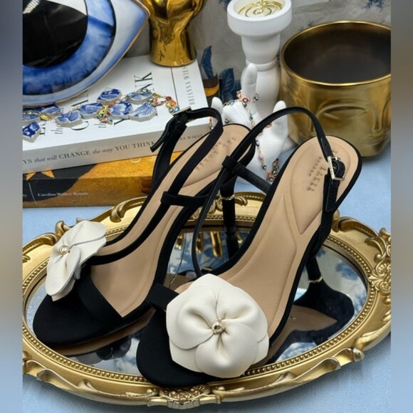 🆕 TED BAKER 🧿 NWOB ARIA ROSE Black & White Pearl Embellished Sandal, Sz US 6.5 - Picture 10 of 16